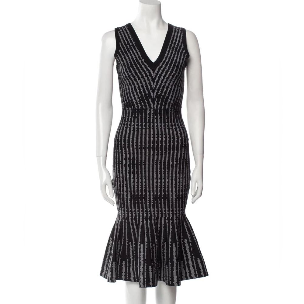 Milly B/W Striped Midi Length Dress Fit Flare Midi Dress M